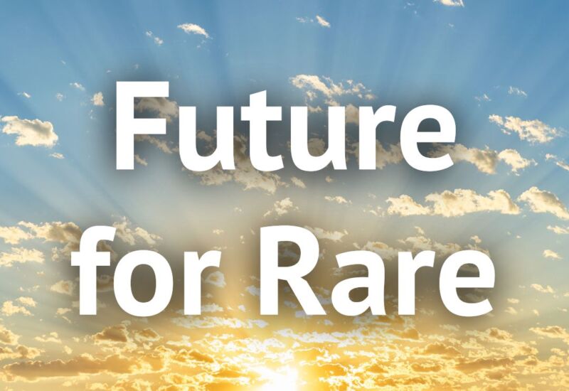 The words 'Future for Rare' float over a sunrise with Genetic Alliance and Alex TLC logos at the top